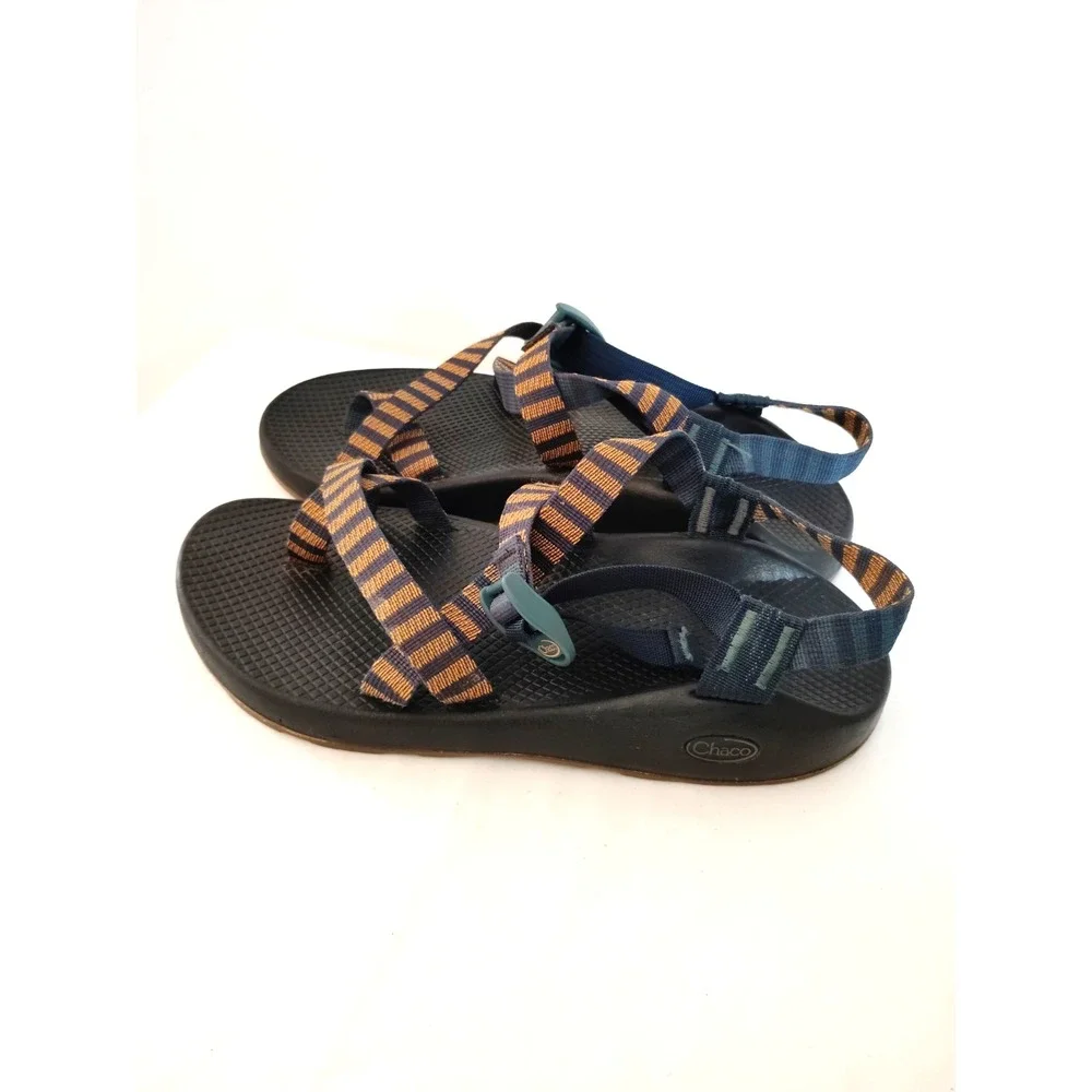 Chaco Z/1 Classic Men 10 Vibram Sole Navy Rust Stripe Sport Hiking Sandals EUC